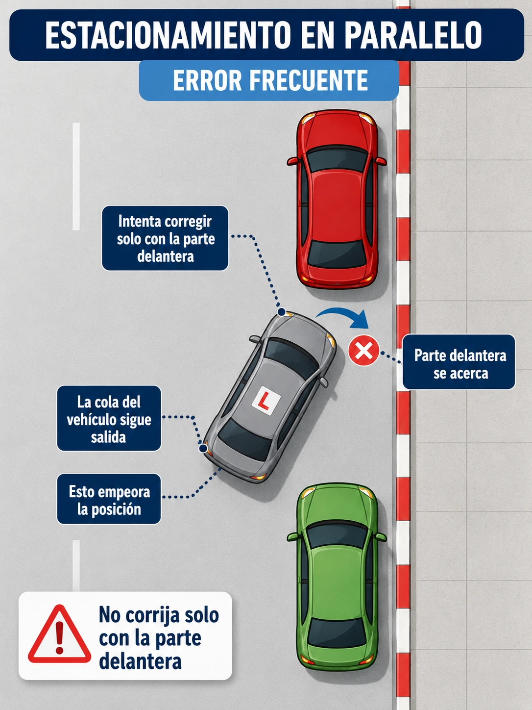 Corrección al estacionar cerca del bordillo